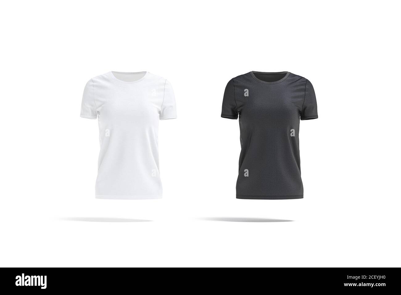 Set da mockup nero e bianco da donna con t-shirt, vista frontale Foto Stock