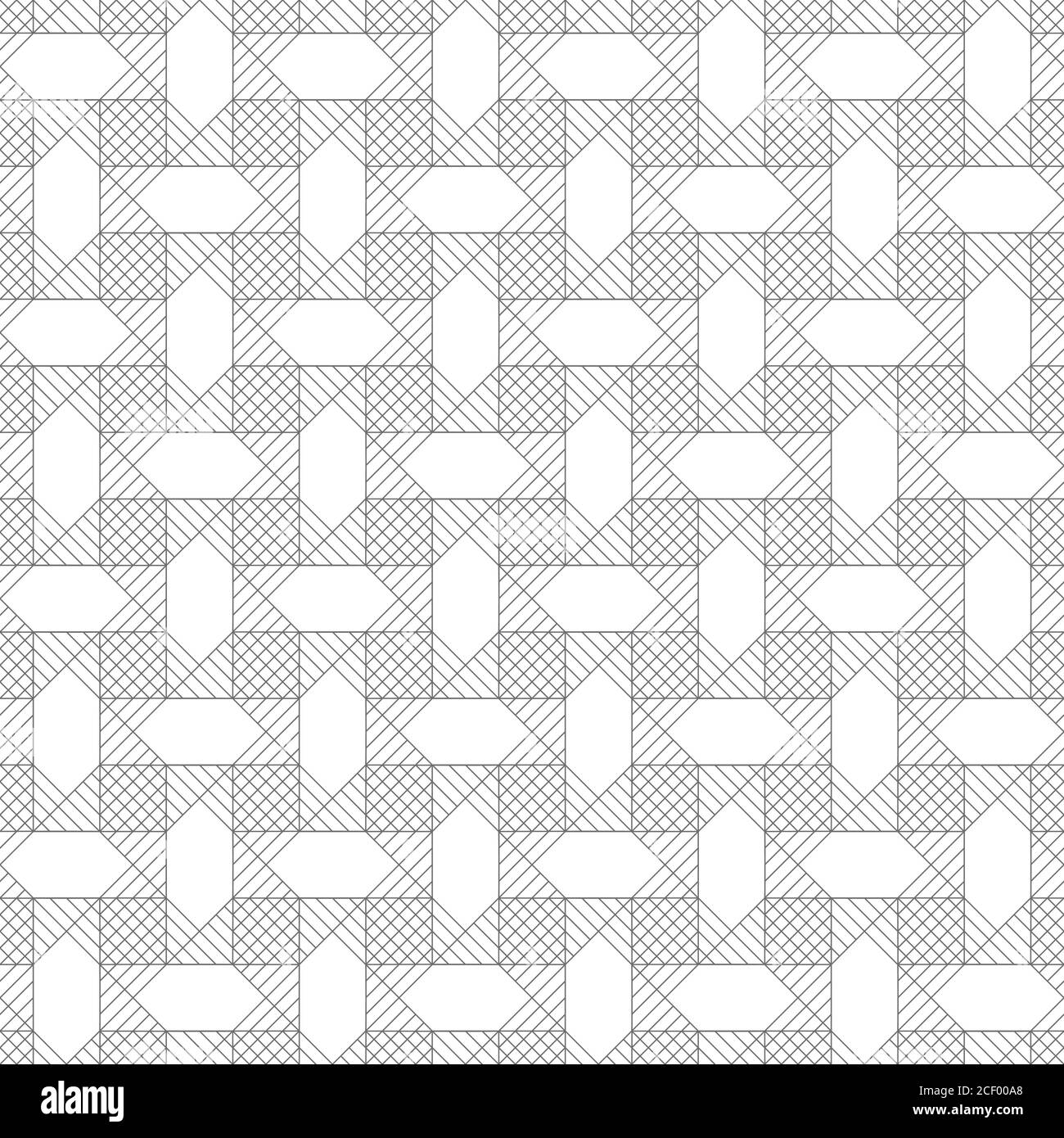 Modello senza giunture vettoriale. Struttura geometrica moderna a ripetizione infinita composta da linee sottili intersecanti che formano uno sfondo lineare esagonale Illustrazione Vettoriale