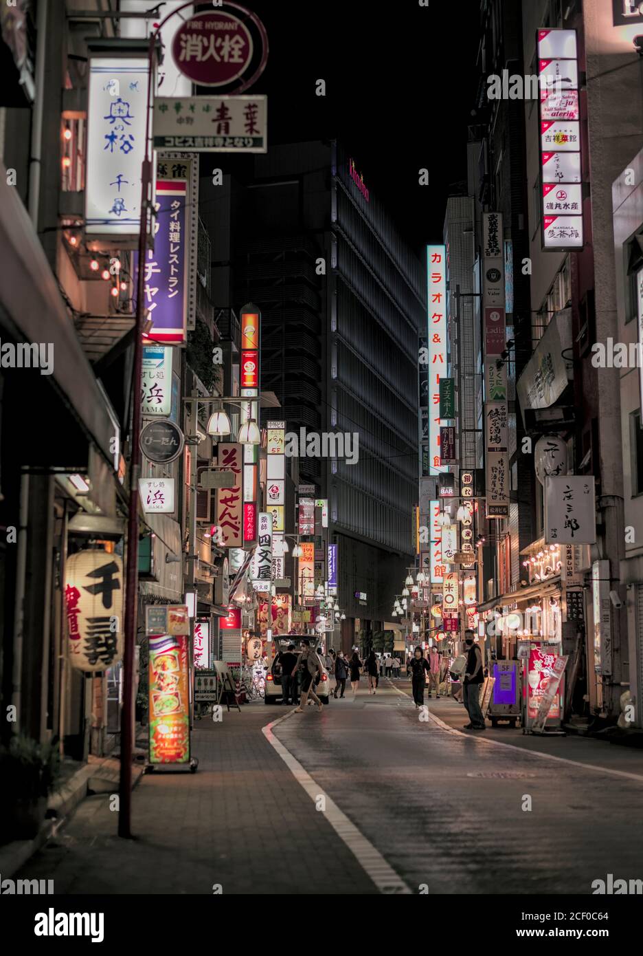 Un'occhiata lungo la strada dello shopping sul lato sud della Stazione di Kichijoji a Tokyo, Giappone, in una notte estiva Foto Stock