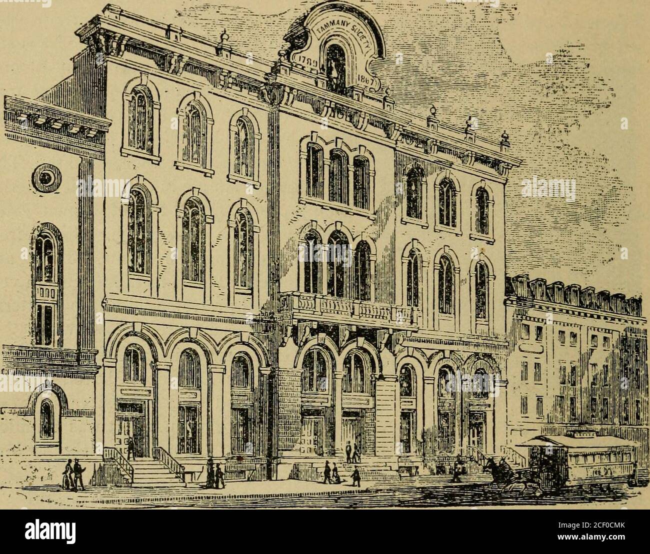 . Città di New York e dintorni illustrati. Una guida descrittiva ai luoghi di interesse. 66 Guida illustrata a New York City.. Sala Tammany. CIMITERI. Il seguente è un elenco dei principali cimiteri vicino a New York : Calvario Cemetery (cattolico romano), situato su Long Island, twomiles da Greenpoint o Hunters Point Ferries, è accessibile dalla linea BordenAvenue di auto a cavallo da Tlie Thirty-Fourth Street o dalla Long is-Land Railway. Il Cimitero di Cypress Hills contiene sette ettari circa di mansomelylaid. Qui è il cimitero nazionale per i soldati uccisi nella guerra civile. Accessori per Foto Stock