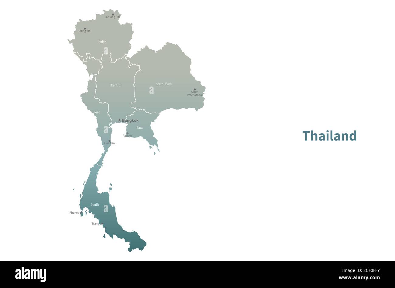 Mappa vettoriale Thailandia. Mappa del paese Serie Verde. Illustrazione Vettoriale