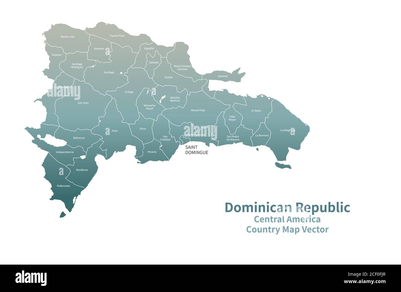 Mappa vettoriale della Repubblica Dominicana. Mappa del paese Serie Verde. Illustrazione Vettoriale