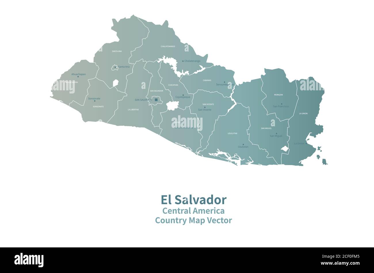 El Salvador mappa vettoriale. Mappa del paese Serie Verde. Illustrazione Vettoriale