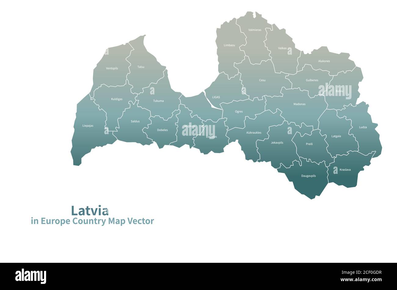 Mappa vettoriale della Lettonia. Mappa dei Paesi europei Serie Verde. Illustrazione Vettoriale