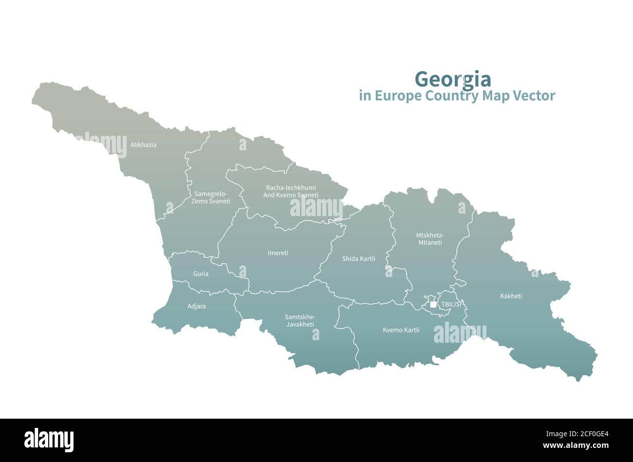 Mappa vettoriale Georgia. Mappa dei Paesi europei Serie Verde. Illustrazione Vettoriale
