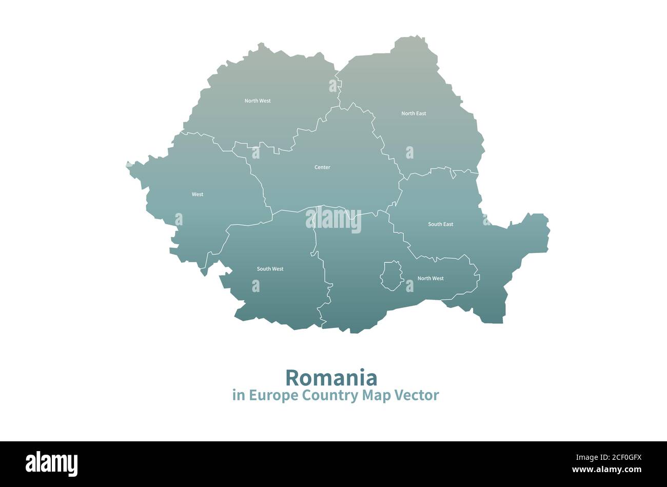 Mappa vettoriale Romania. Mappa dei Paesi europei Serie Verde. Illustrazione Vettoriale