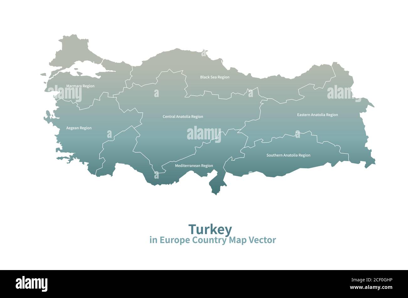 Mappa vettoriale Turchia. Mappa dei Paesi europei Serie Verde. Illustrazione Vettoriale