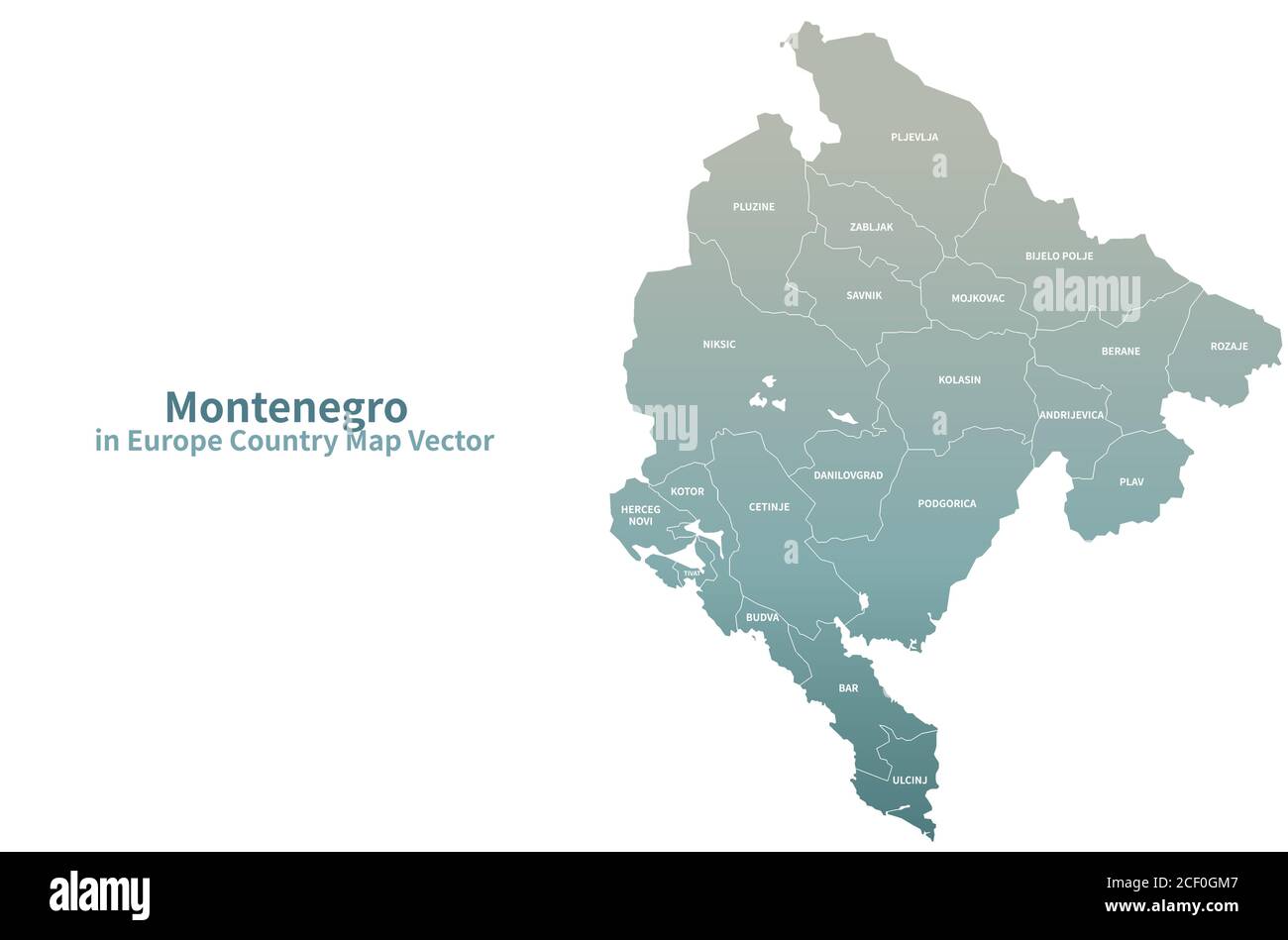 mappa vettoriale montenegro. Mappa dei Paesi europei Serie Verde. Illustrazione Vettoriale