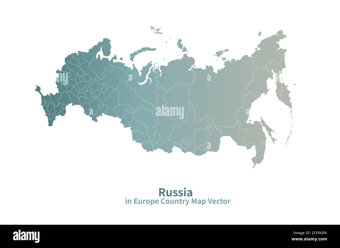 Mappa vettoriale Russia. Mappa dei Paesi europei Serie Verde. Illustrazione Vettoriale