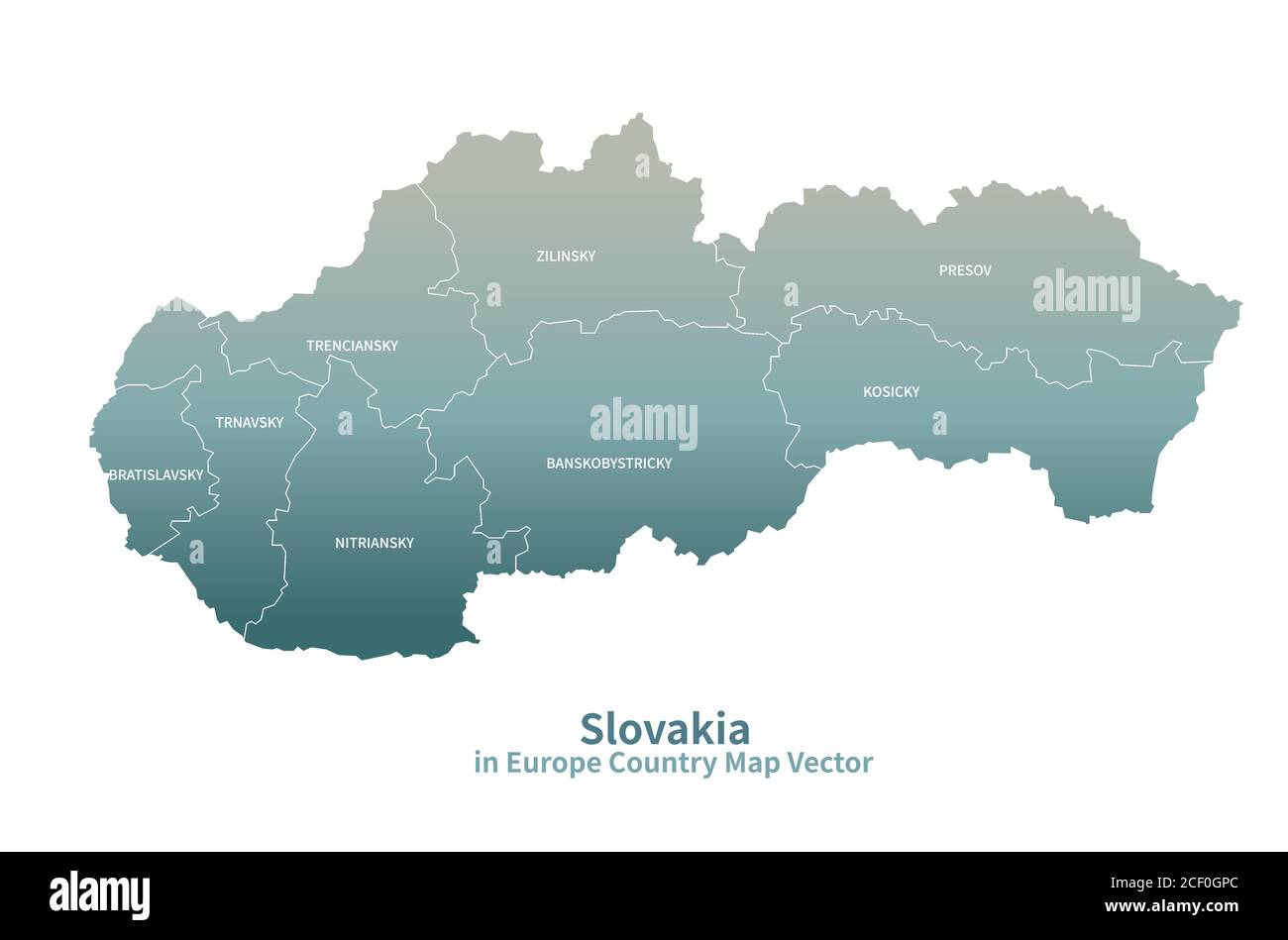 Mappa vettoriale Slovacchia. Mappa dei Paesi europei Serie Verde. Illustrazione Vettoriale