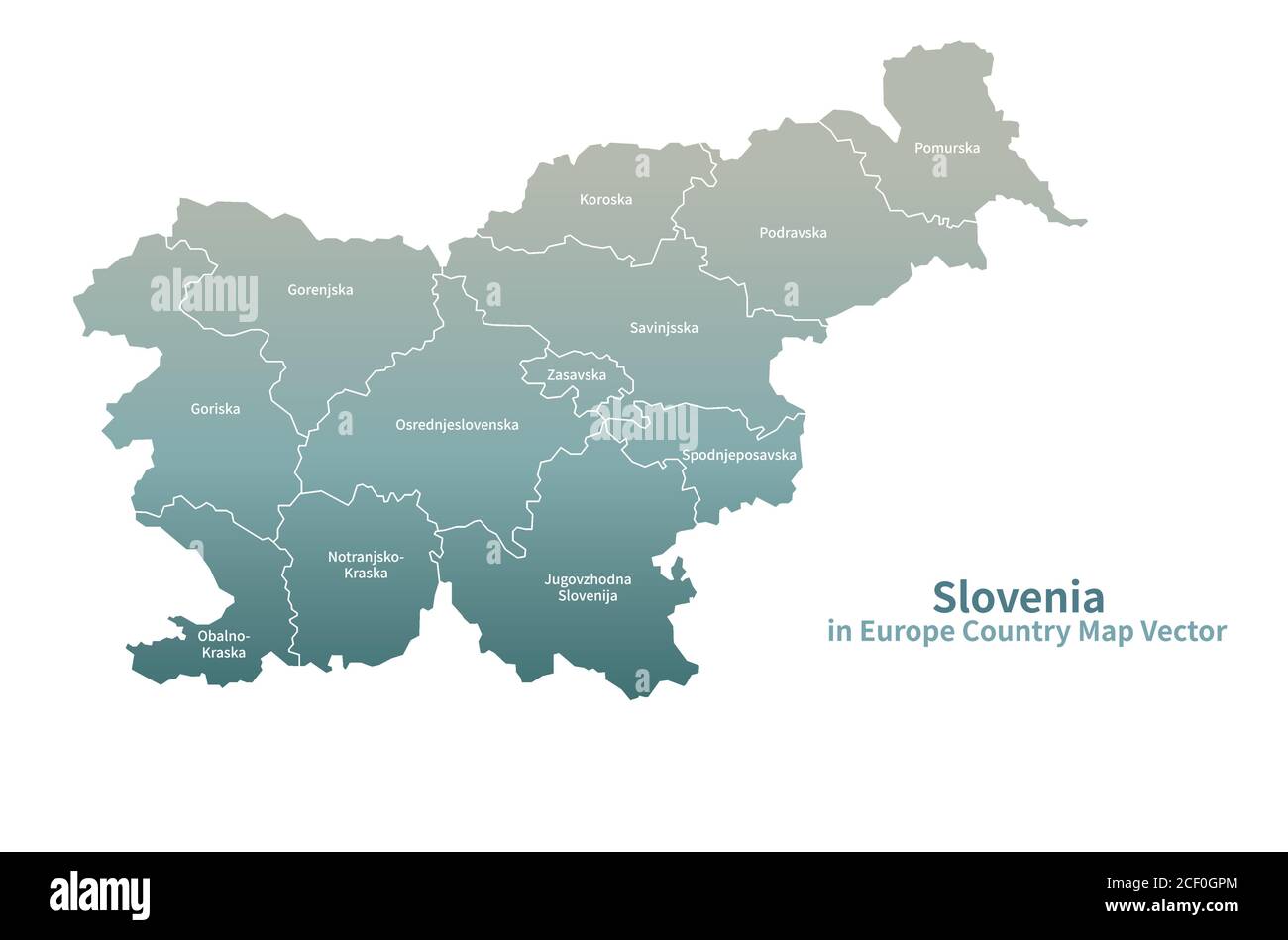 Mappa vettoriale Slovenia. Mappa dei Paesi europei Serie Verde. Illustrazione Vettoriale