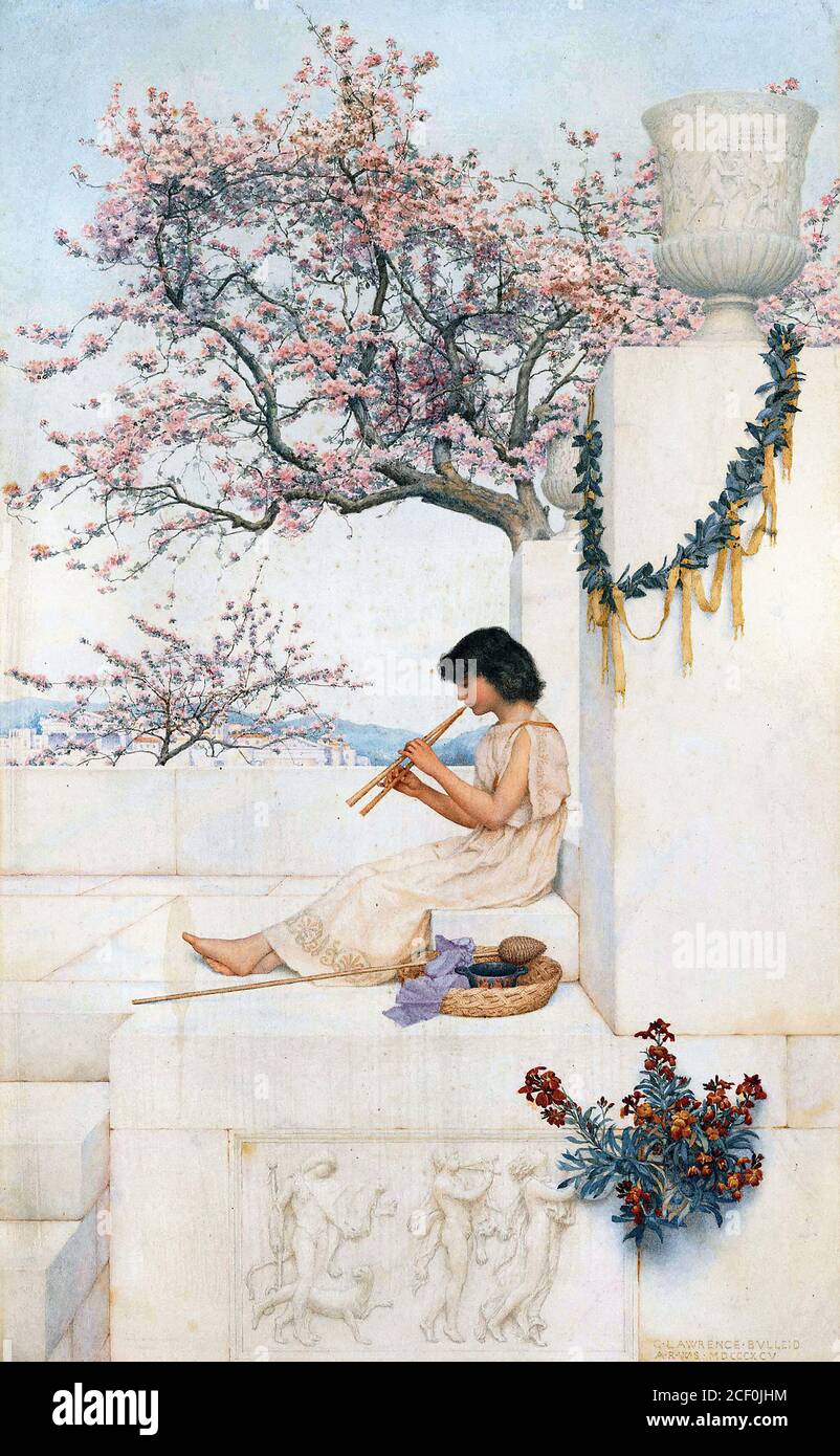 Bulleid George Lawrence - a Girl Playing Pandipes - Inglese Scuola - 19 ° secolo Foto Stock