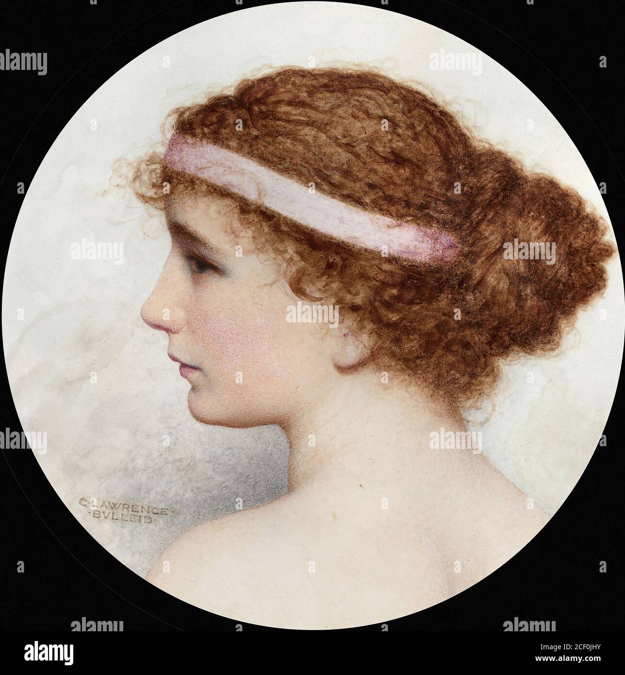 Bulleid George Lawrence - uno studio capo di una ragazza 2 - British School - 19 ° secolo Foto Stock