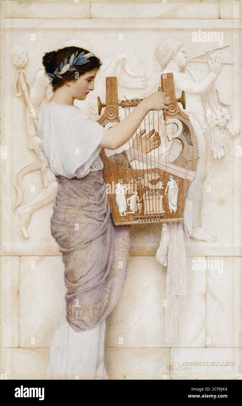 Bulleid George Lawrence - ragazza con Liuto - British School - 19 ° secolo Foto Stock