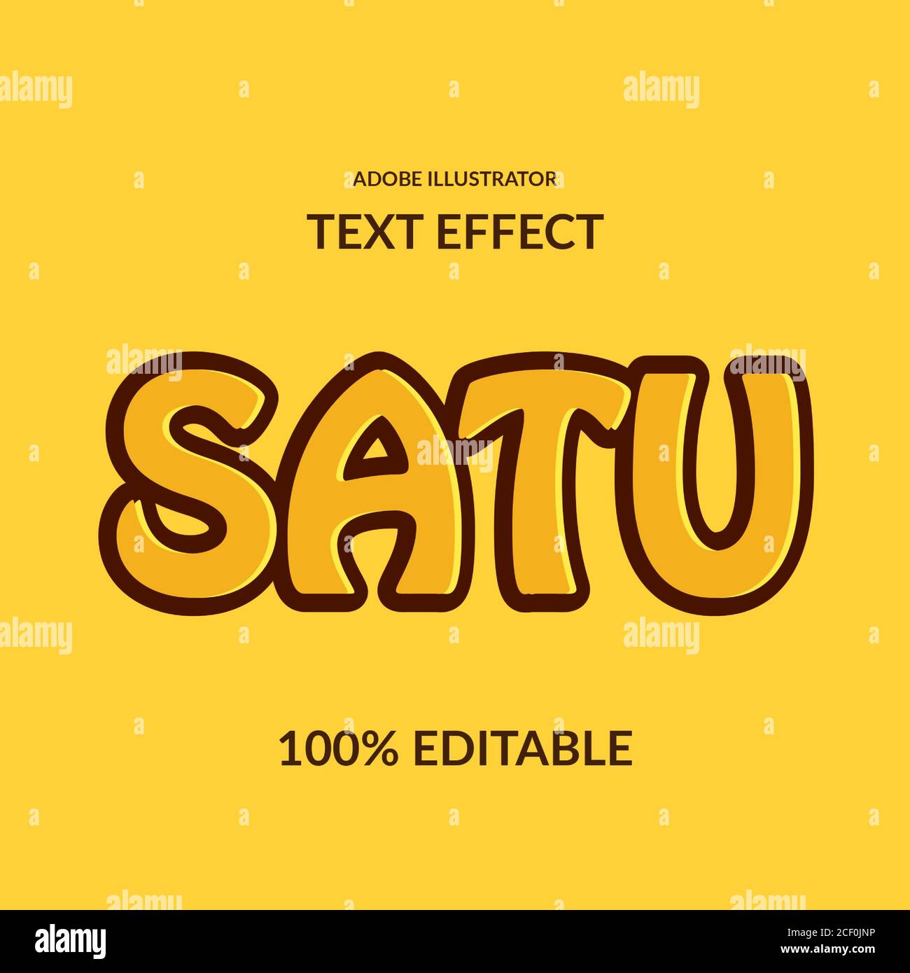 Cute satu font effetto modificabile adobe Illustrator con colore giallo per bambini, bambini, amichevole, e gioia display font Illustrazione Vettoriale