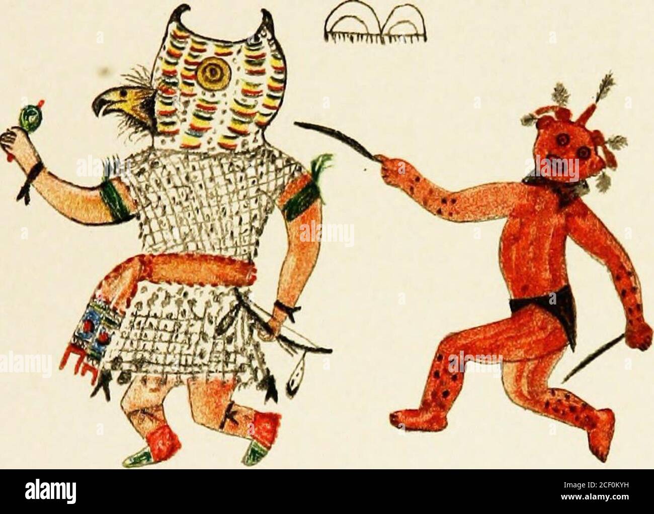 . Hopi Katcinas disegnato da artisti nativi. TOTCA. MONWU KOYIMSI Foto Stock