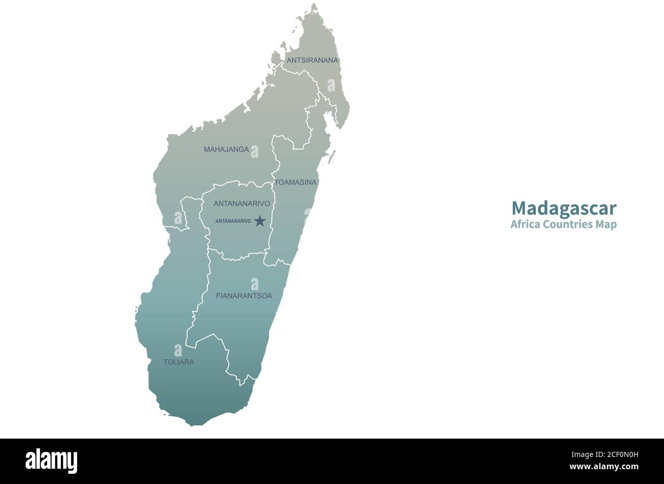Madagascar Mappa vettoriale. Mappa dei paesi africani. Illustrazione Vettoriale