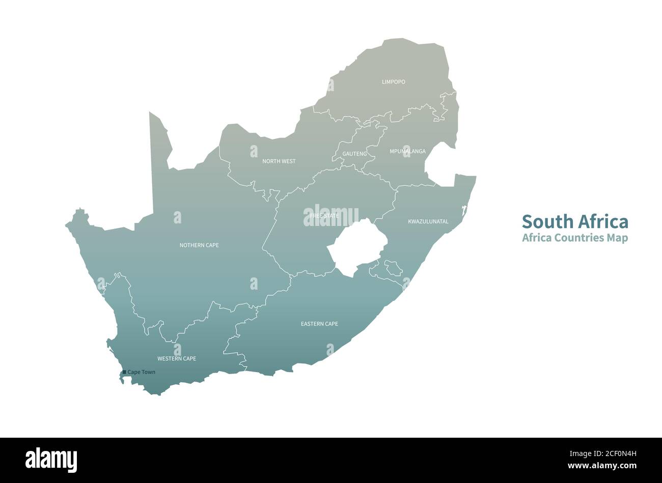 Mappa vettoriale del Sud Africa. Mappa dei paesi africani. Illustrazione Vettoriale