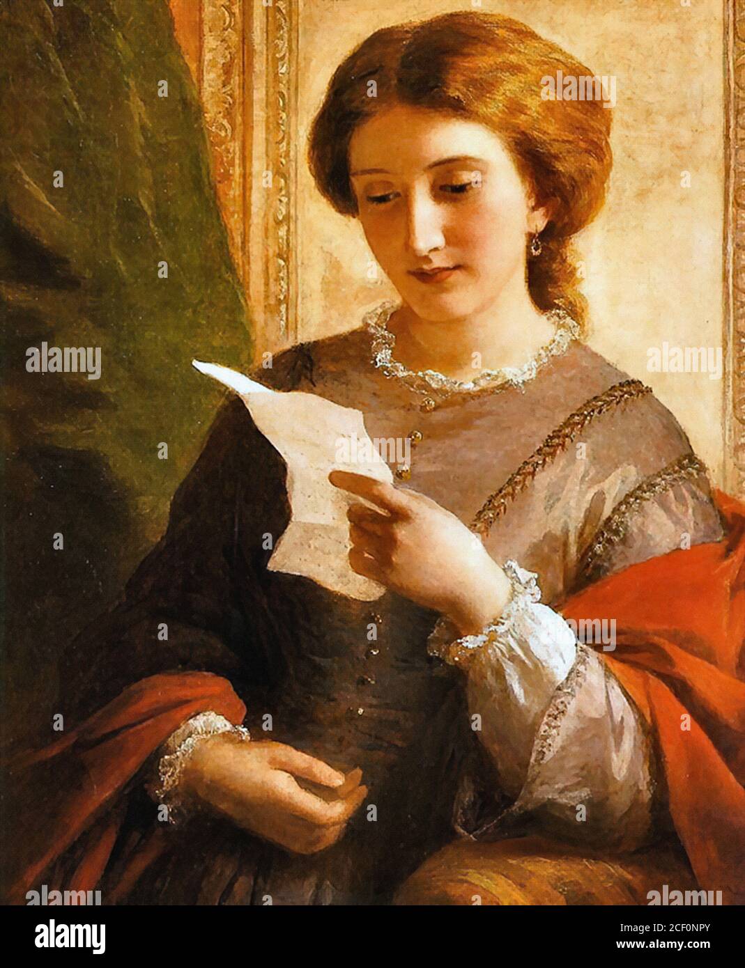 Chalon Alfred Edward - ragazza che legge una lettera - inglese Scuola - 19 ° secolo Foto Stock