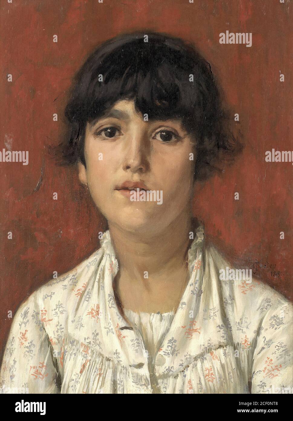 Charles James - Ritratto di una giovane ragazza pensò a. Essere la figlia dell'artista - British School - 19 ° secolo Foto Stock