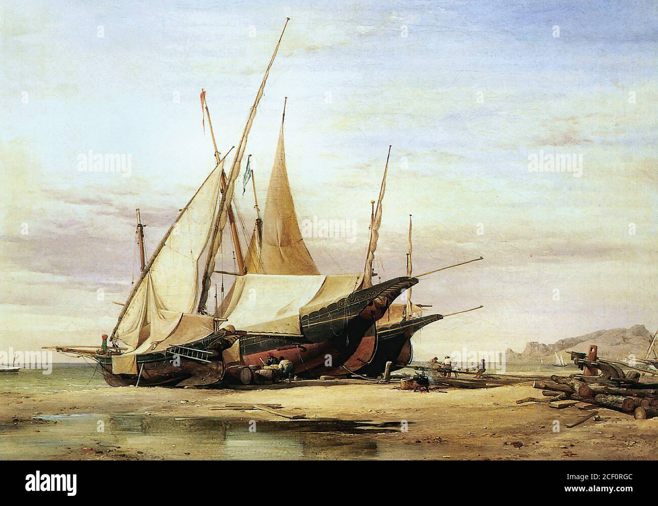 Cooke Edward William - Golfo dell'Artigianato Mediterraneo di Genova - British School - 19 ° secolo Foto Stock