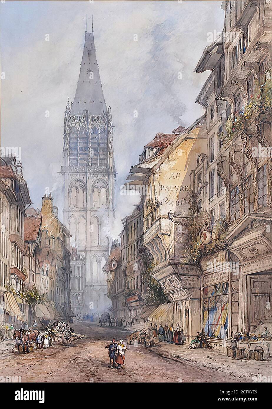Dibbdin Thomas Colman - Torre di Belfry Rouen - Scuola Britannica - 19 ° secolo Foto Stock