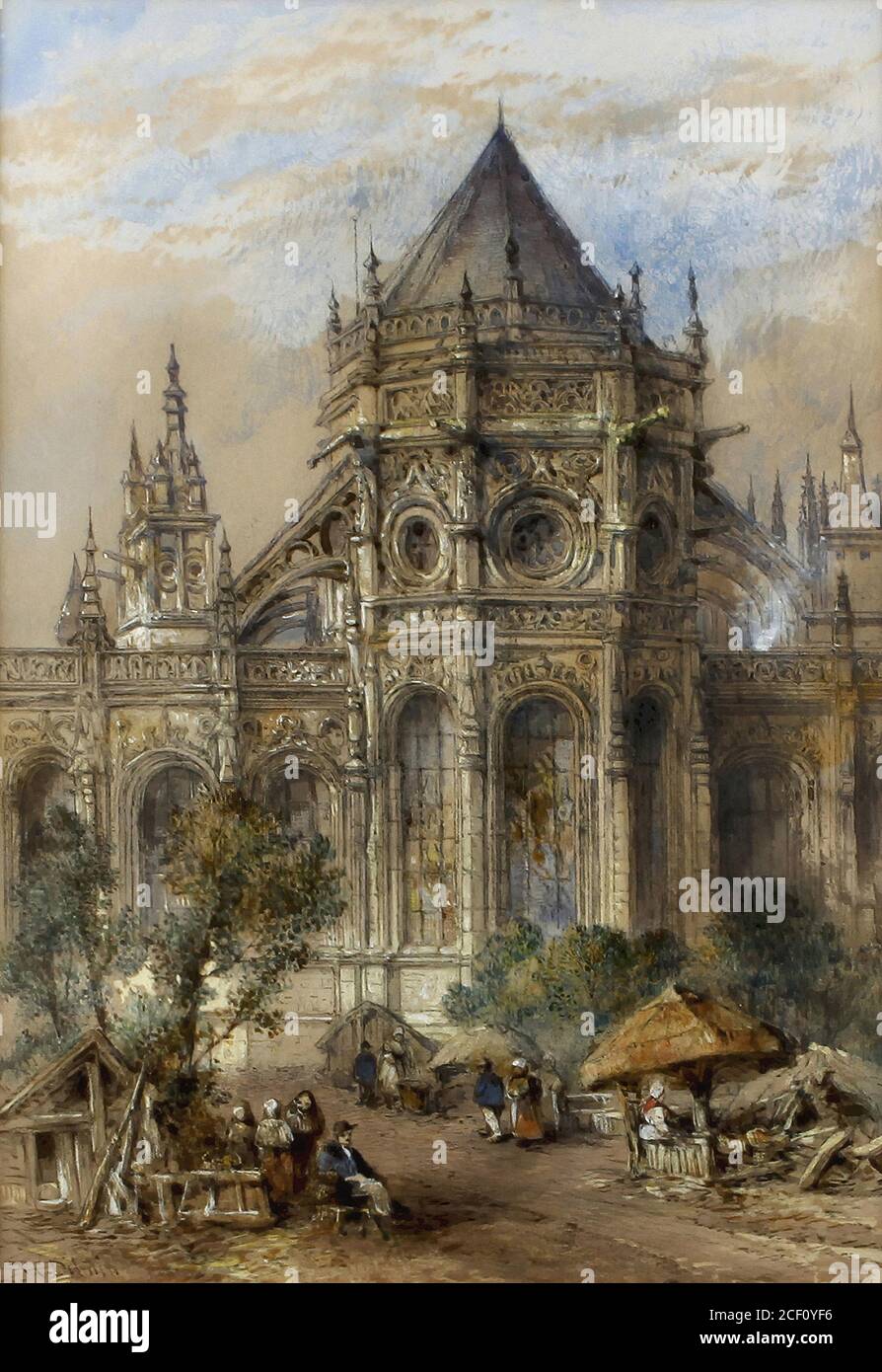 Dibdin Thomas Colman - Vista di una Cattedrale 1 - British School - 19 ° secolo Foto Stock