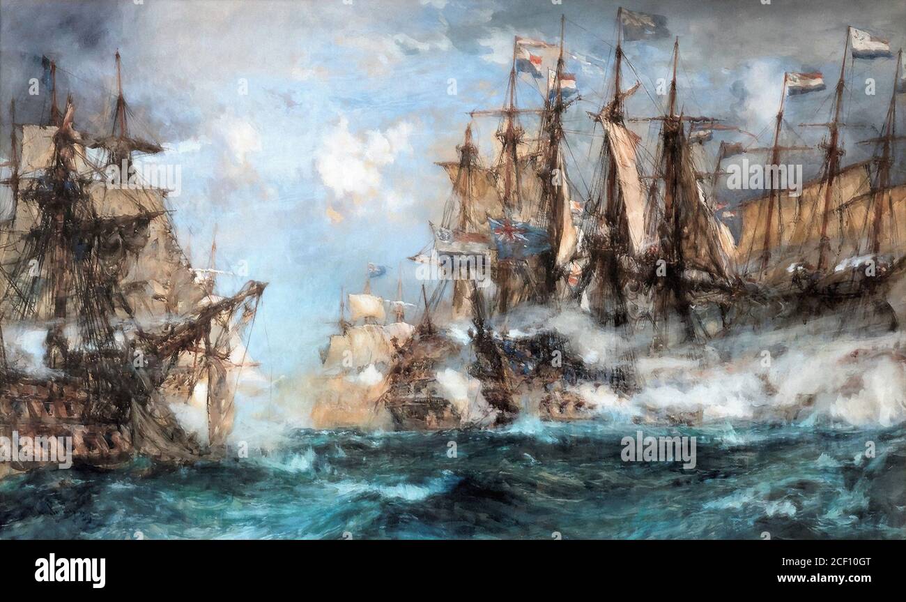 Dixon Charles Edward - la battaglia di Camperdown 1 - British School - 19 ° secolo Foto Stock