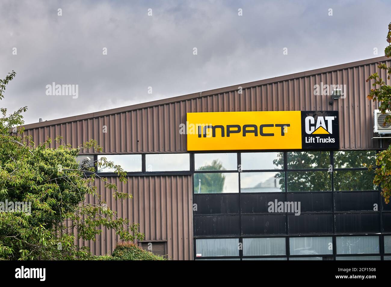 Fabbrica di carrelli elevatori Impact Cat nella zona industriale di Earlstree, Corby, Northamptonshire, Inghilterra. Foto Stock