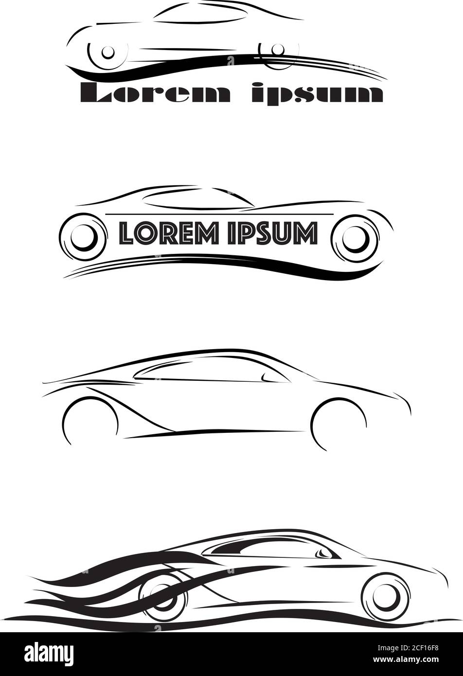 Immagini della vettura da diverse angolazioni. Immagine per icone, logo e marchi, vettore, illustrazione Illustrazione Vettoriale