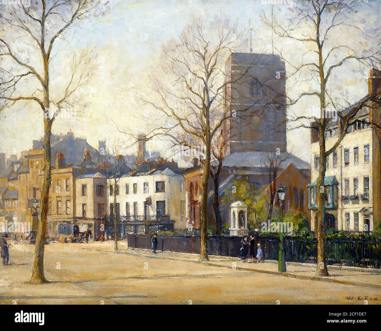 Fox William Edward - Chiesa vecchia di Chelsea e Terrazza Lombarda - British School - 19 ° secolo Foto Stock