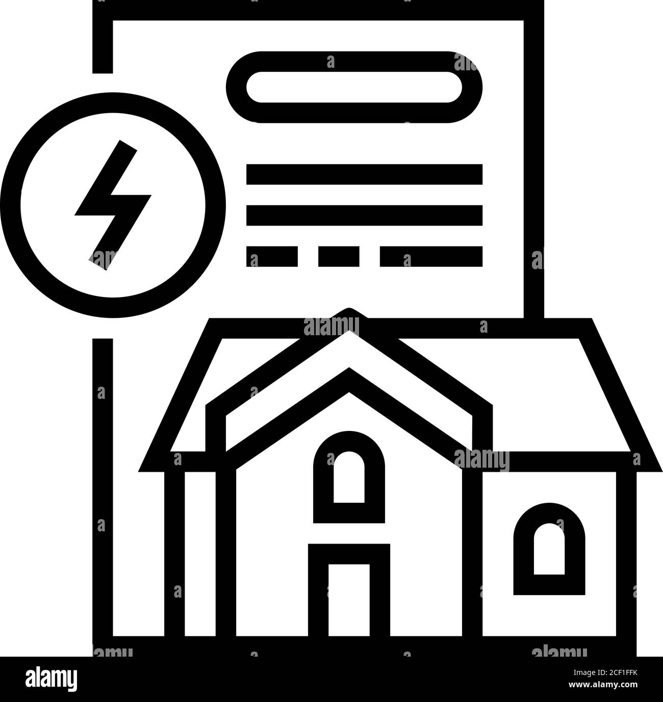 immagine vettoriale dell'icona della linea di contratto dell'elettricità della casa Illustrazione Vettoriale