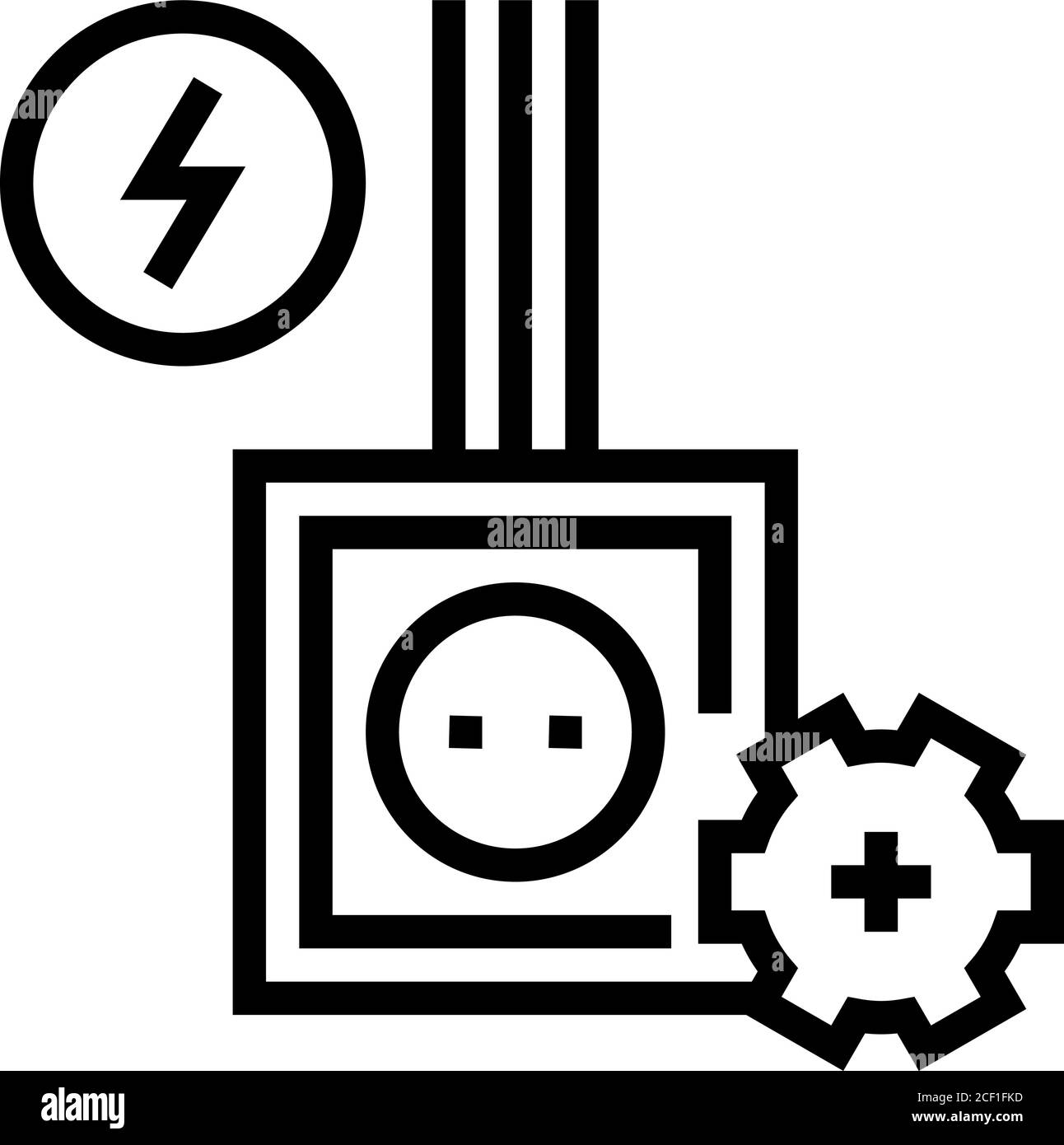 immagine vettoriale dell'icona della linea di installazione del socket Illustrazione Vettoriale