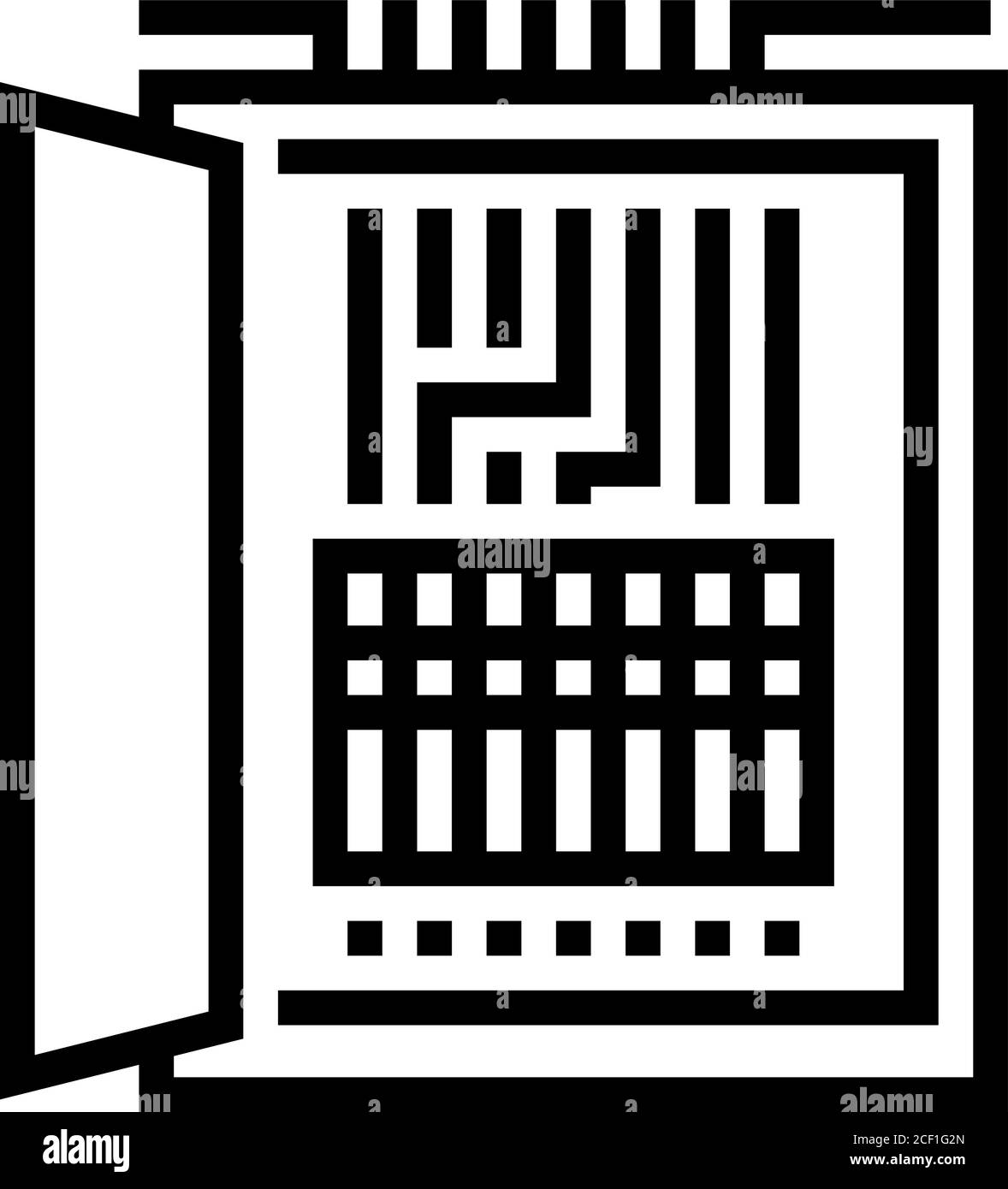 immagine vettoriale dell'icona della linea della scatola fusibili elettrici Illustrazione Vettoriale