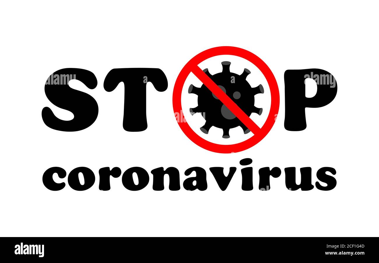 Interrompi Coronavirus Black Text. Focolaio di coronavirus in Cina. La lotta contro Coronavirus. Cinese attenzione Coronavirus 2019-nCoV. Cellula di coronavirus (ME Illustrazione Vettoriale