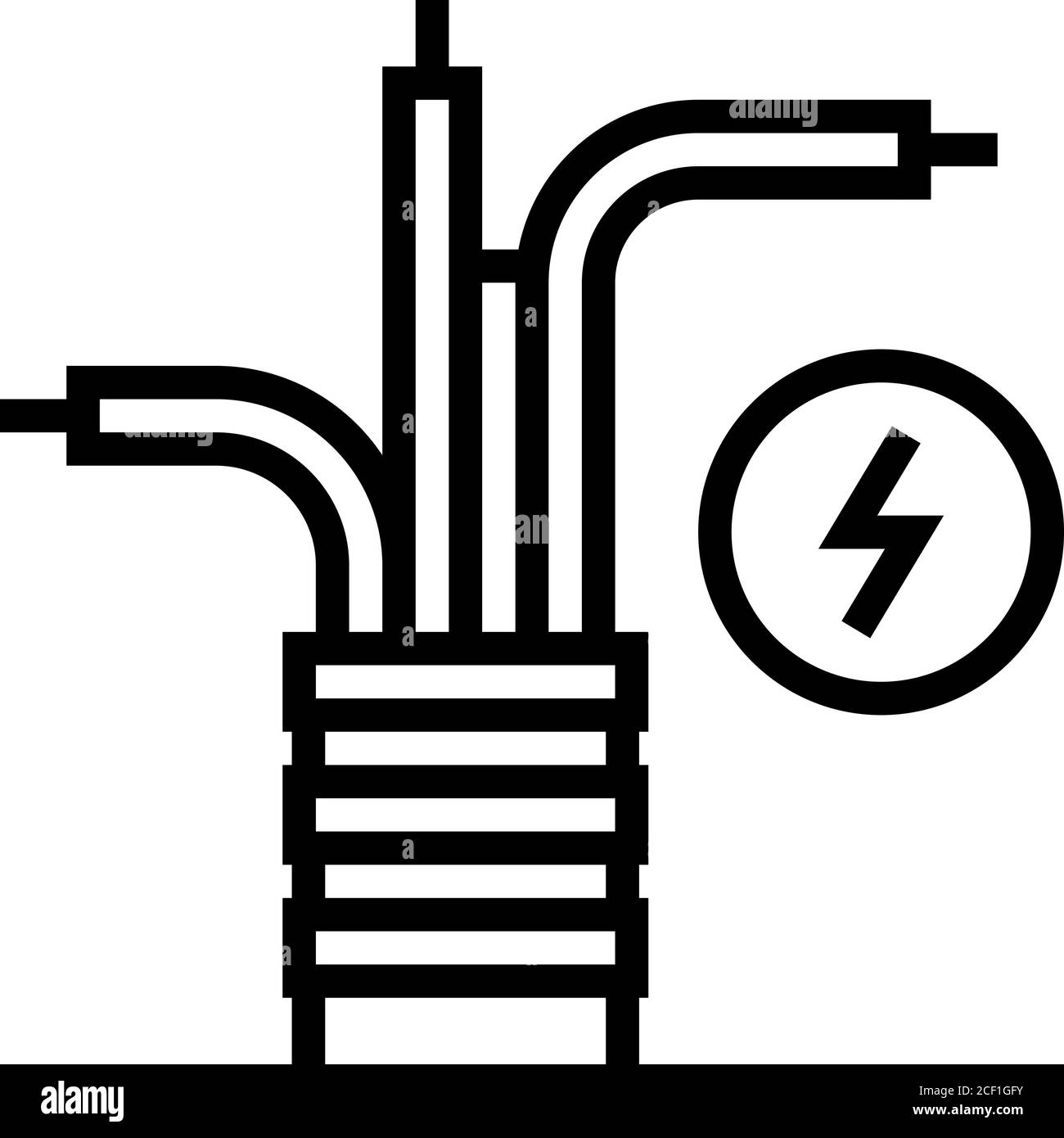 immagine vettoriale dell'icona della linea del cavo elettrico Illustrazione Vettoriale