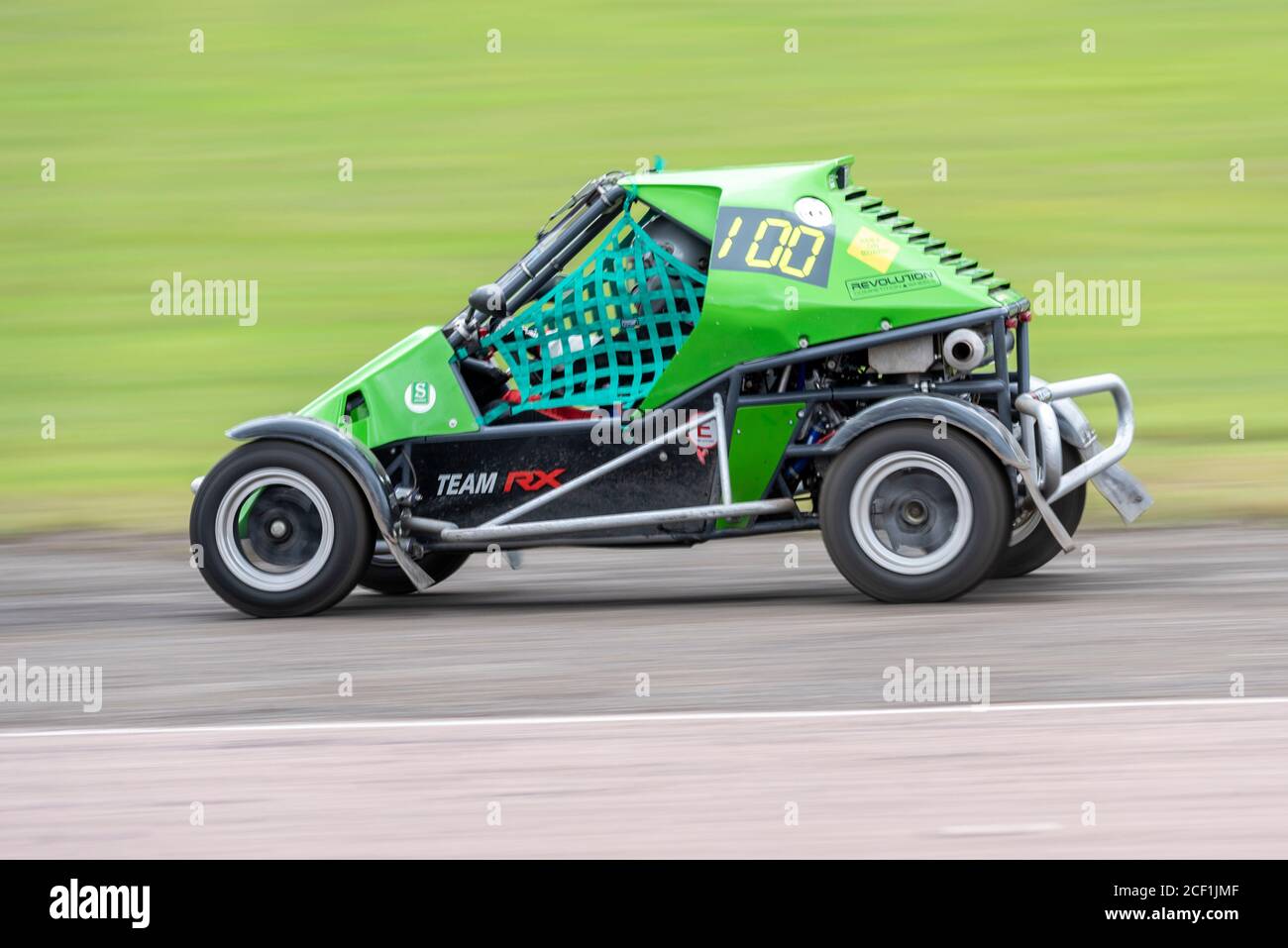 Connor McCloskey corre nella classe di buggy RX150 all'evento 5 Nations British Rallycross a Lydden Hill, Kent, Regno Unito. Durante COVID-19 Foto Stock