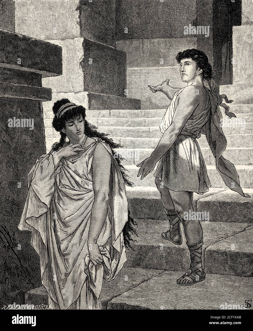 ATTO III., SCENA IV., Ifigenia, Pylades, scena di Ifigenia in Tauris, Johann Wolfgang von Goethe Foto Stock