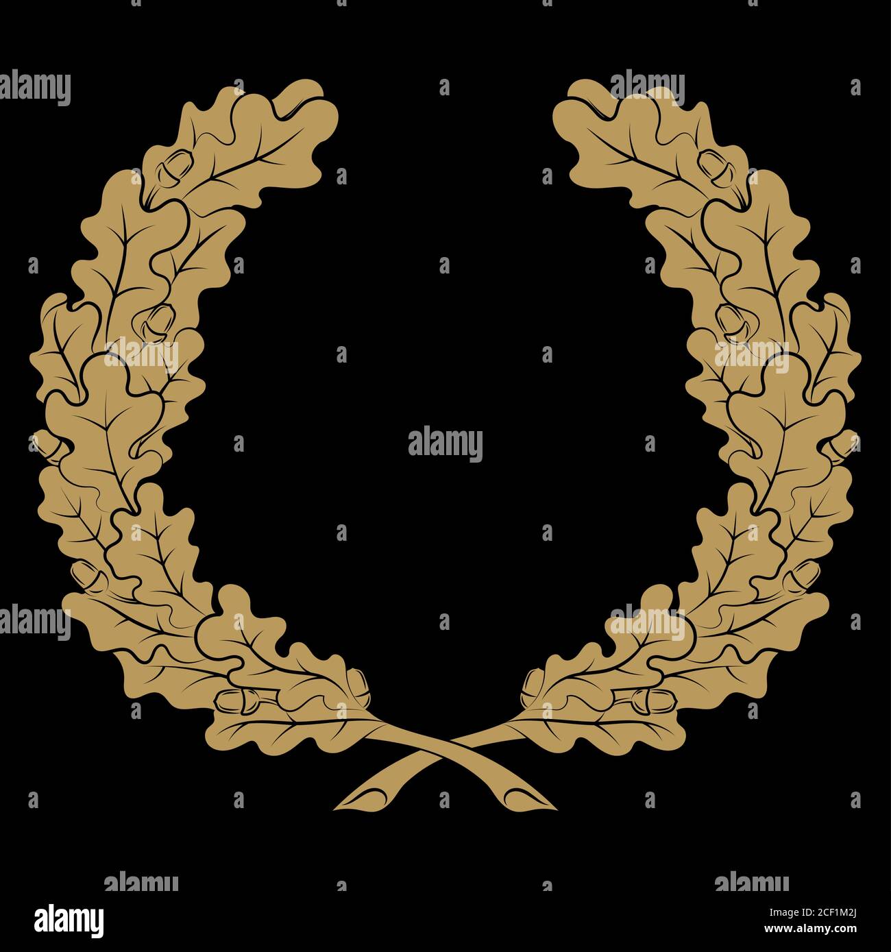 Corona di rami di quercia, illustrazione d'annata, rami di querce. Oak Wreath simbolo della vittoria Illustrazione Vettoriale