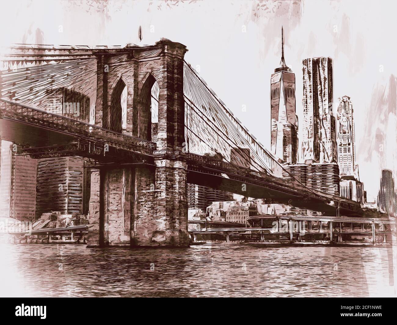 La città di New York, il Ponte di Brooklyn Foto Stock