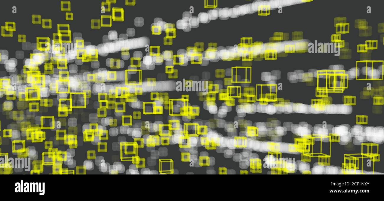 Visualizzazione dei big data. Sfondo astratto con effetto dinamico. Scienza e concetto di connessione. Illustrazione vettoriale. Illustrazione Vettoriale