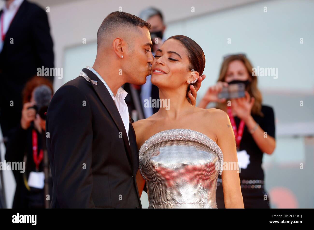 Marracash ed Elodie al festival di apertura con la prima del film 'Lacci' alla Biennale di Venezia 2020/77th Venice International Film Festival nel Palazzo del Cinema. Venezia, 02.09.2020 | utilizzo in tutto il mondo Foto Stock