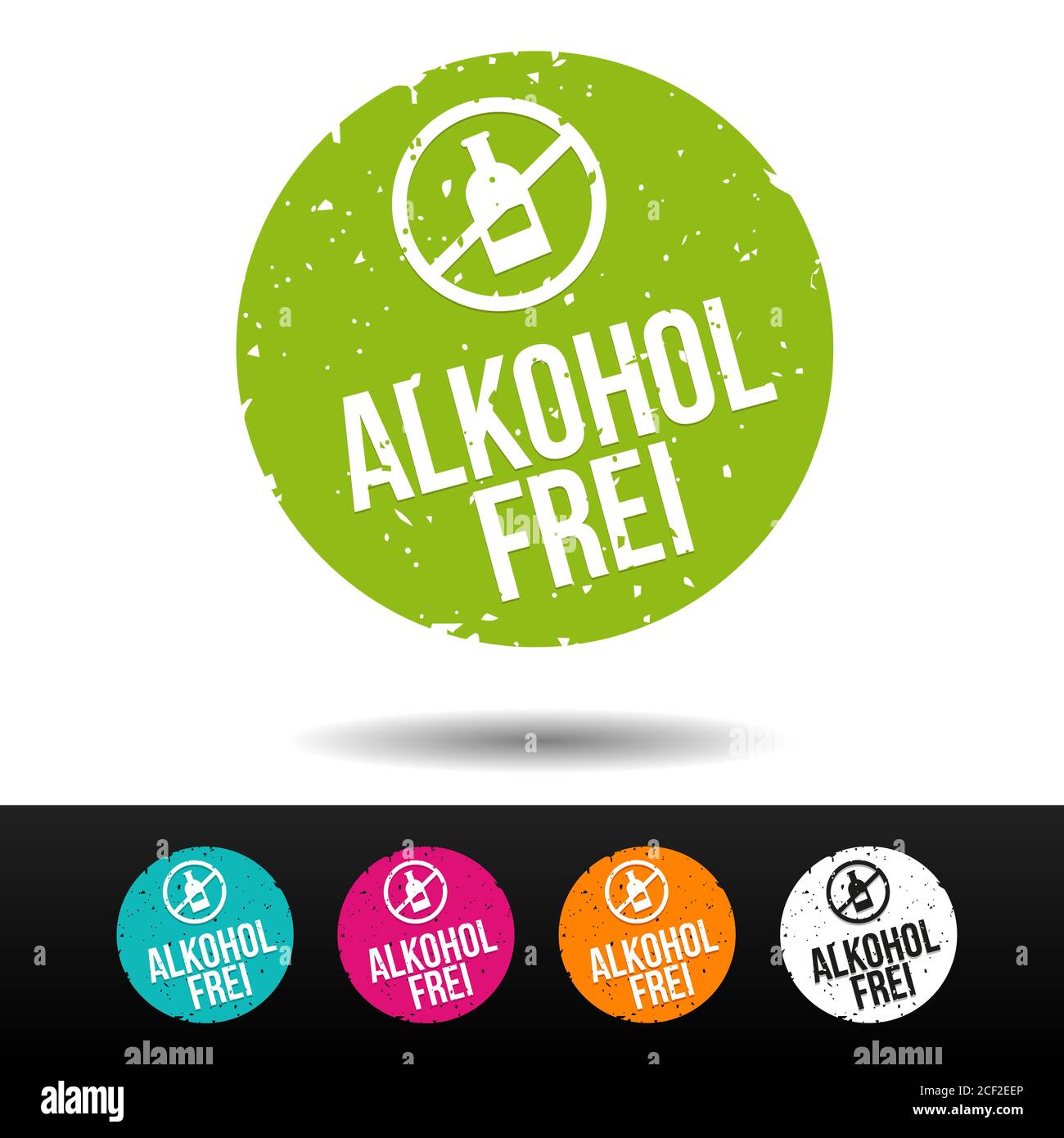 Icona di Alkoholfrei Stempel mit - pulsante Eps10 Vektor. Foto Stock
