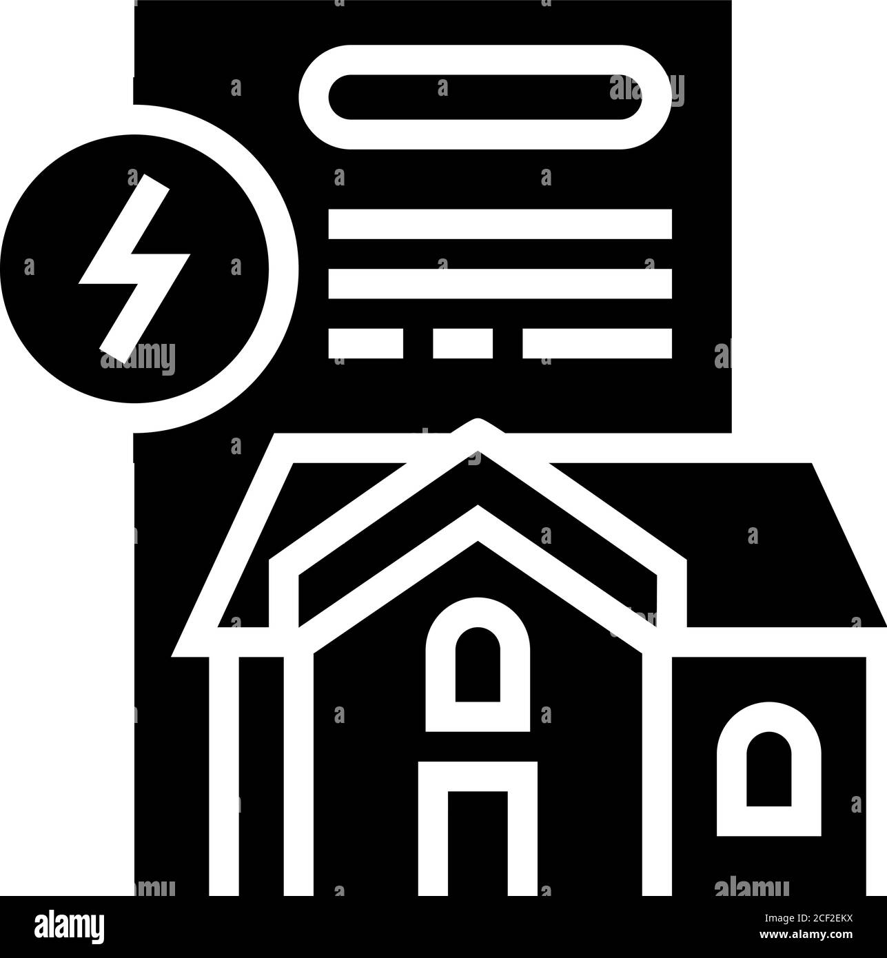 illustrazione vettoriale dell'icona glifo del contratto elettrico della casa Illustrazione Vettoriale
