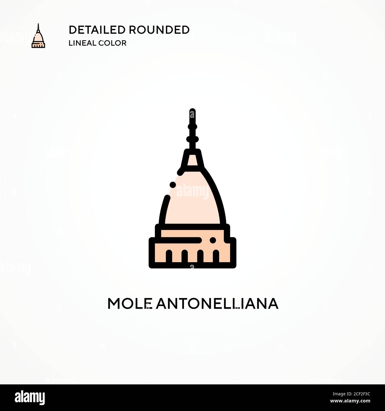Icona del vettore mole antonelliana. Concetti moderni di illustrazione vettoriale. Facile da modificare e personalizzare. Illustrazione Vettoriale