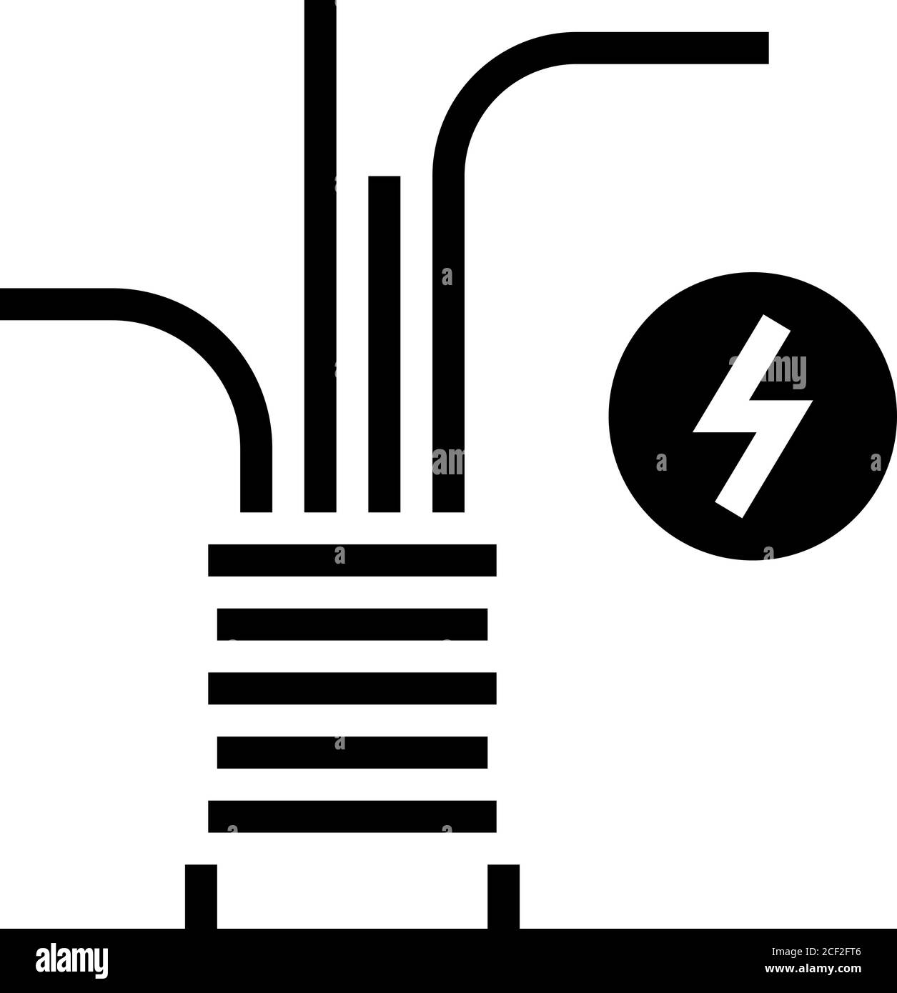 immagine vettoriale dell'icona glifo del cavo elettrico Illustrazione Vettoriale
