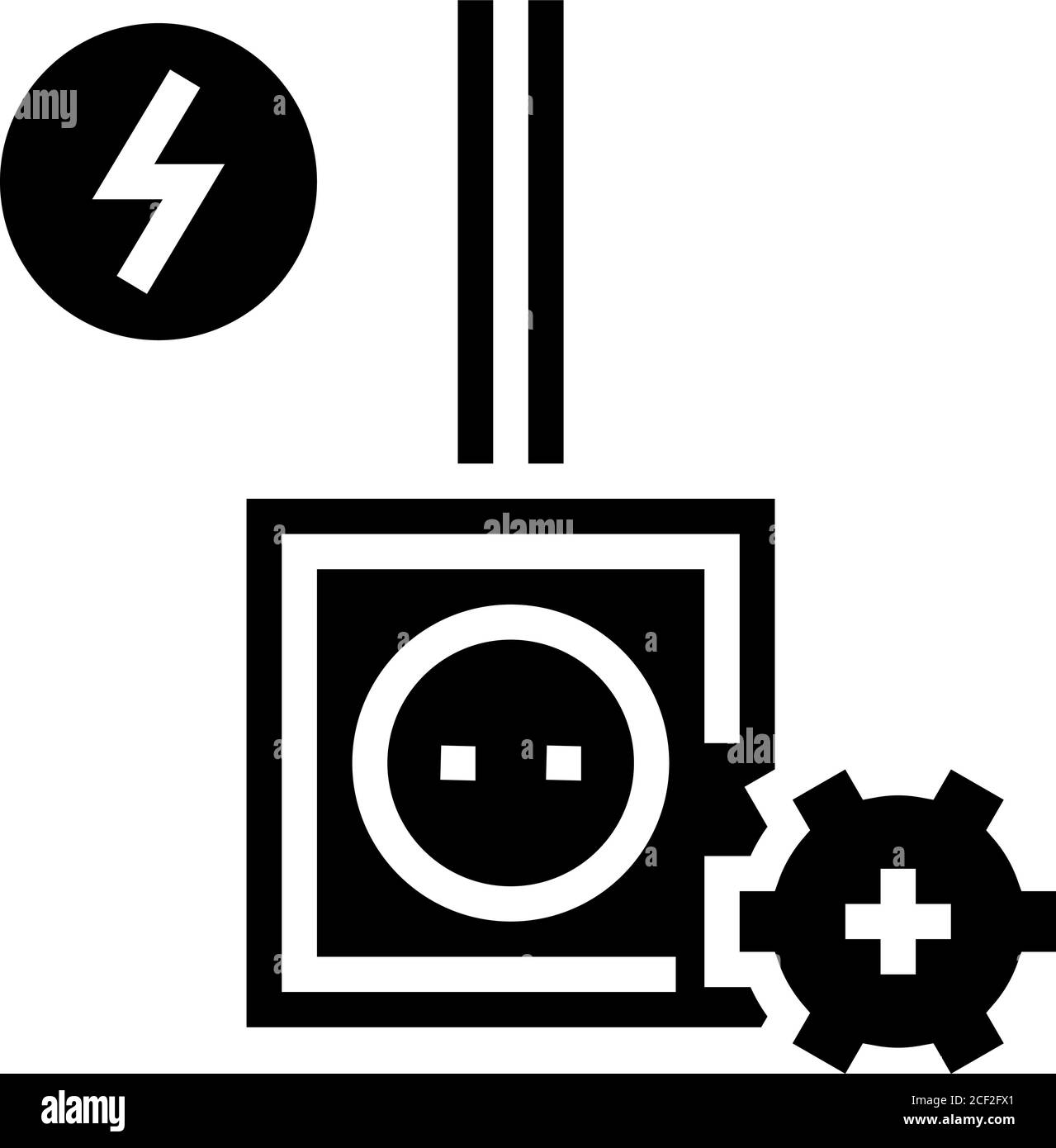 immagine vettoriale dell'icona glifo dell'installazione socket Illustrazione Vettoriale