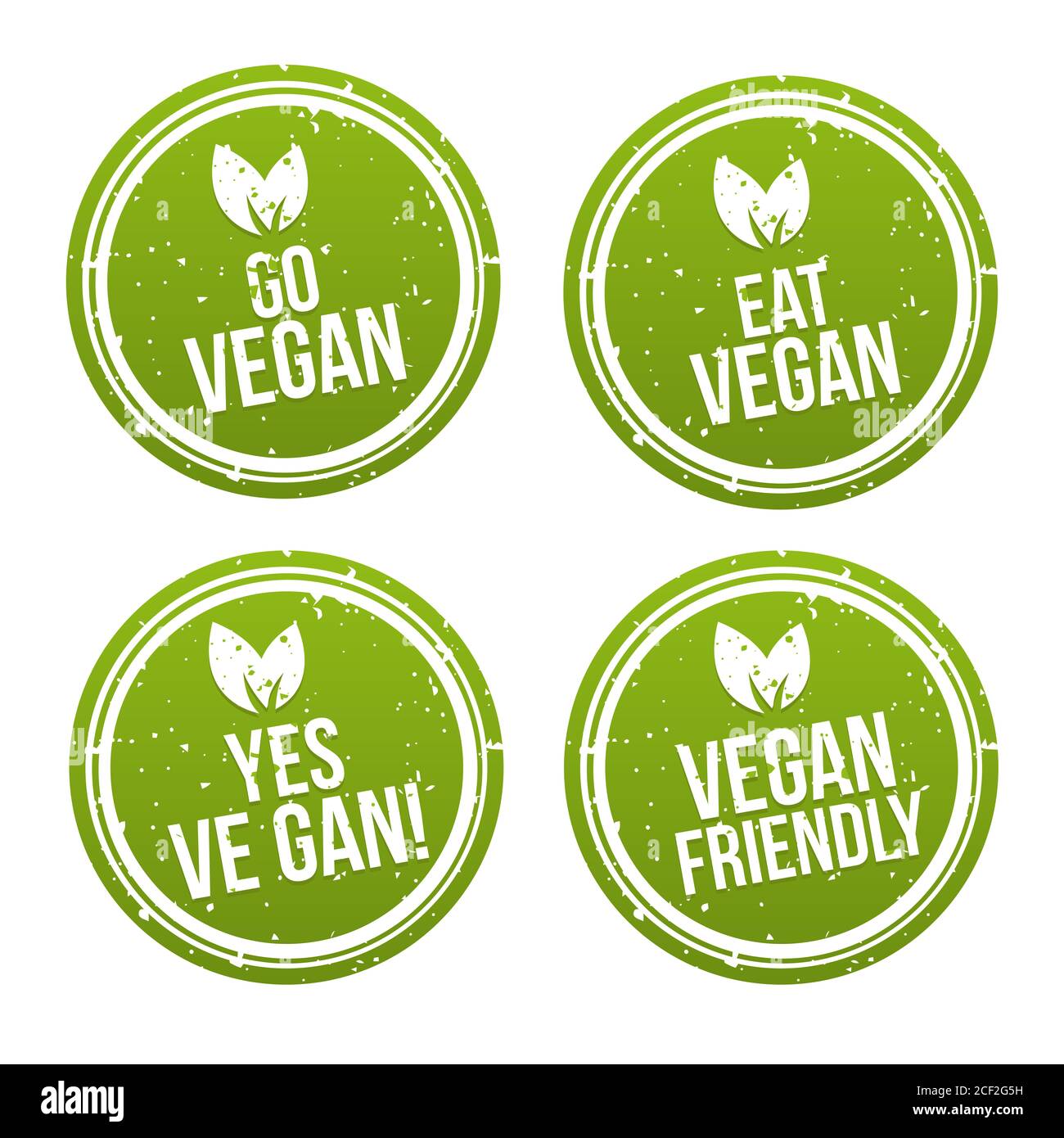 Vegan Button und Vegetarisch Banner Set. Foto Stock