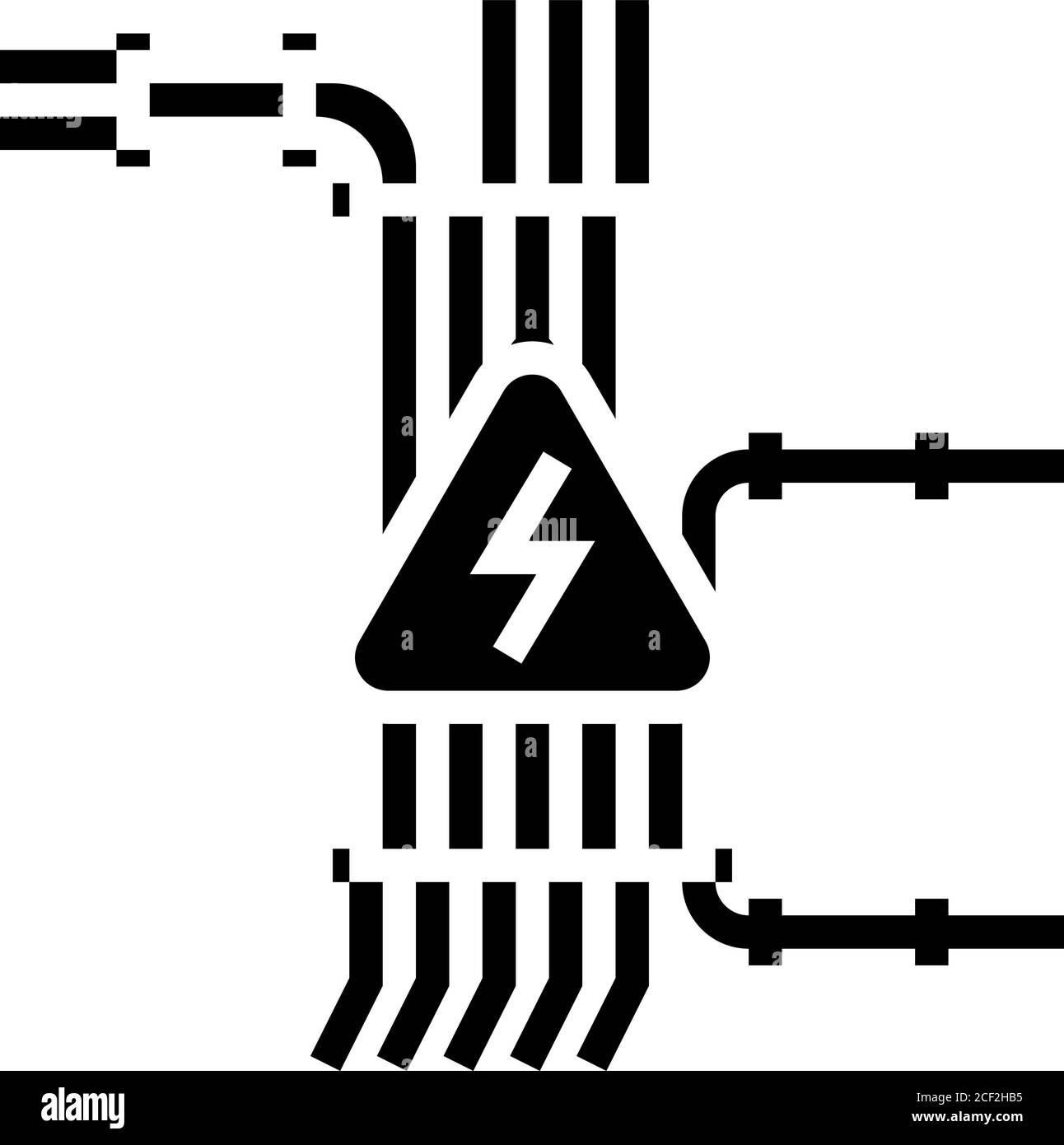 illustrazione vettoriale dell'icona glifo del cablaggio elettrico Illustrazione Vettoriale
