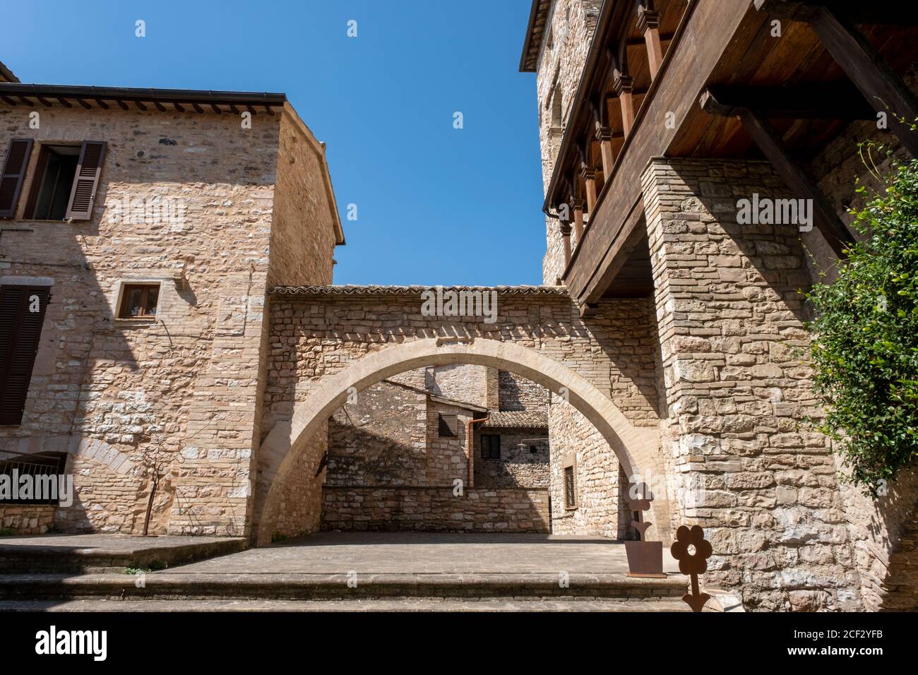 Vie dell'antica città di Spello, Umbria, Italia Foto Stock